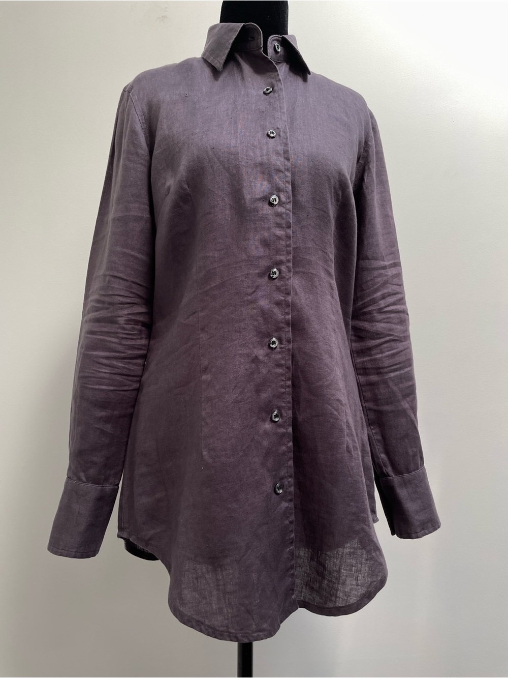 Envelōp Gray Linen Button Front Tunic Shirt XS